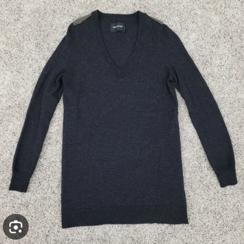 Zadig & Voltaire Merino Wool Sweater dress w Silk XS Grey Black